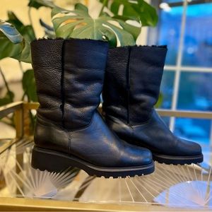 La Canadienne Authentic Genuine Black Leather Fur Lined Waterproof Boots Size 9